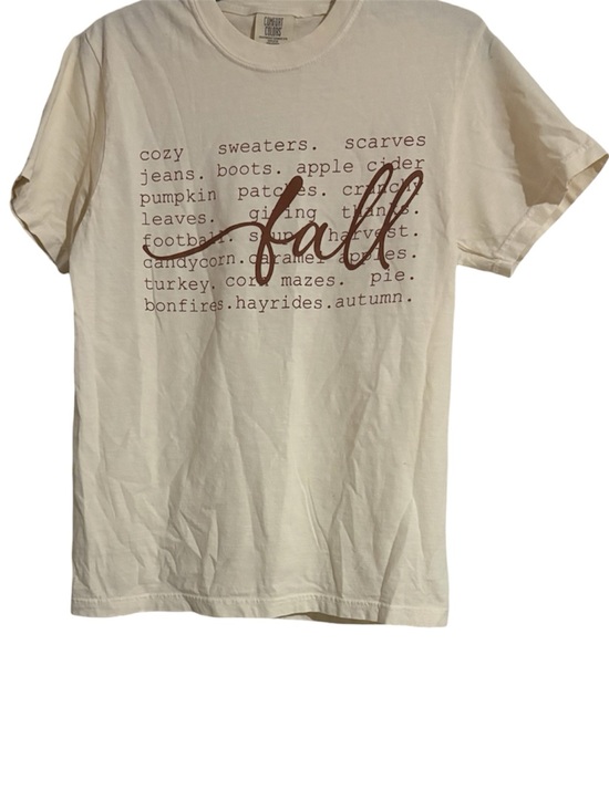 Tops - Cream Fall Graphic Short Sleeve